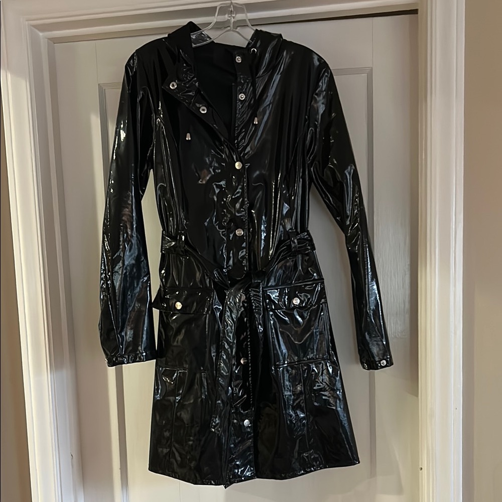 RAINS Shiny Black Raincoat size XXS/ XS